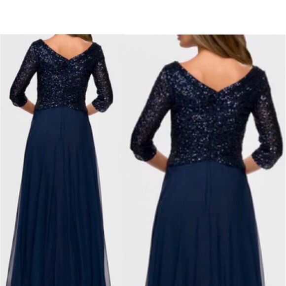 LA FEMME Long Chiffon Evening Gown Sequined Bodice Size 8 NWT - Picture 4 of 6